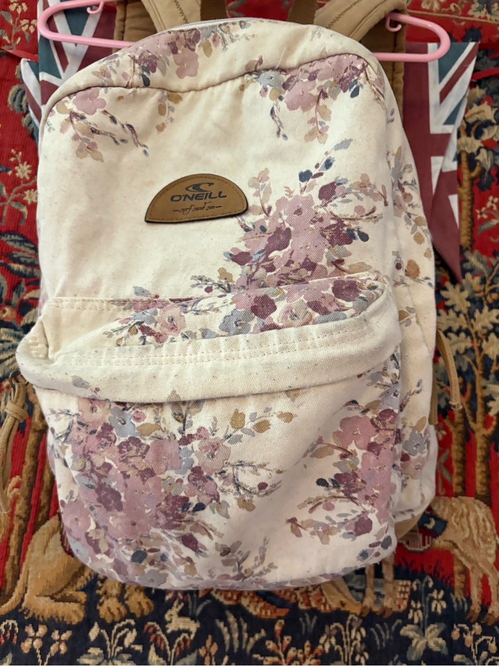 O'Neill Cream Backpack with Dusty Rose Floral Print - Picture 4 of 12